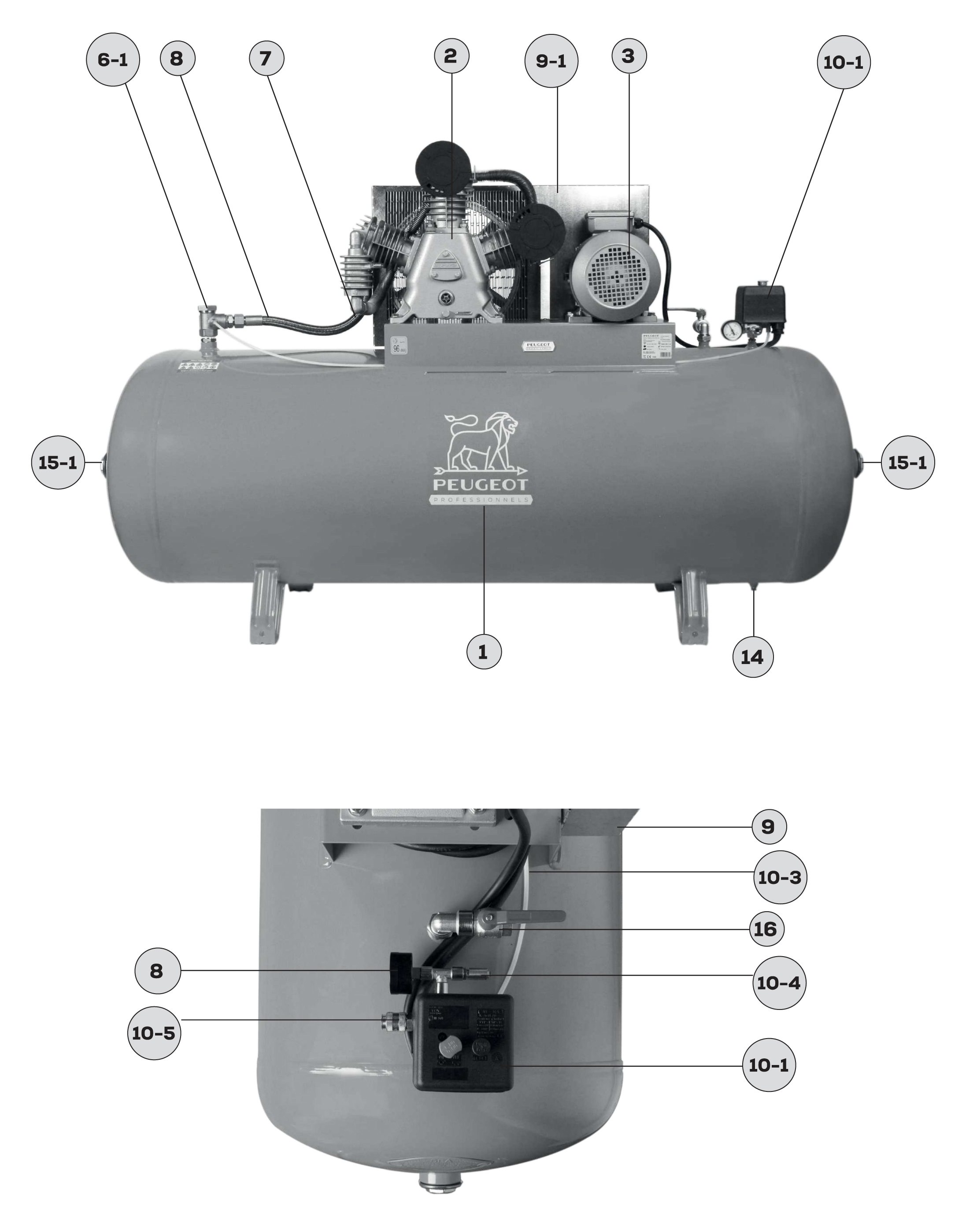 5.5 KW piston compressor - 500 litres - 42 m3/h - 400V three-phase - slow speed - PCAP500WB42 
