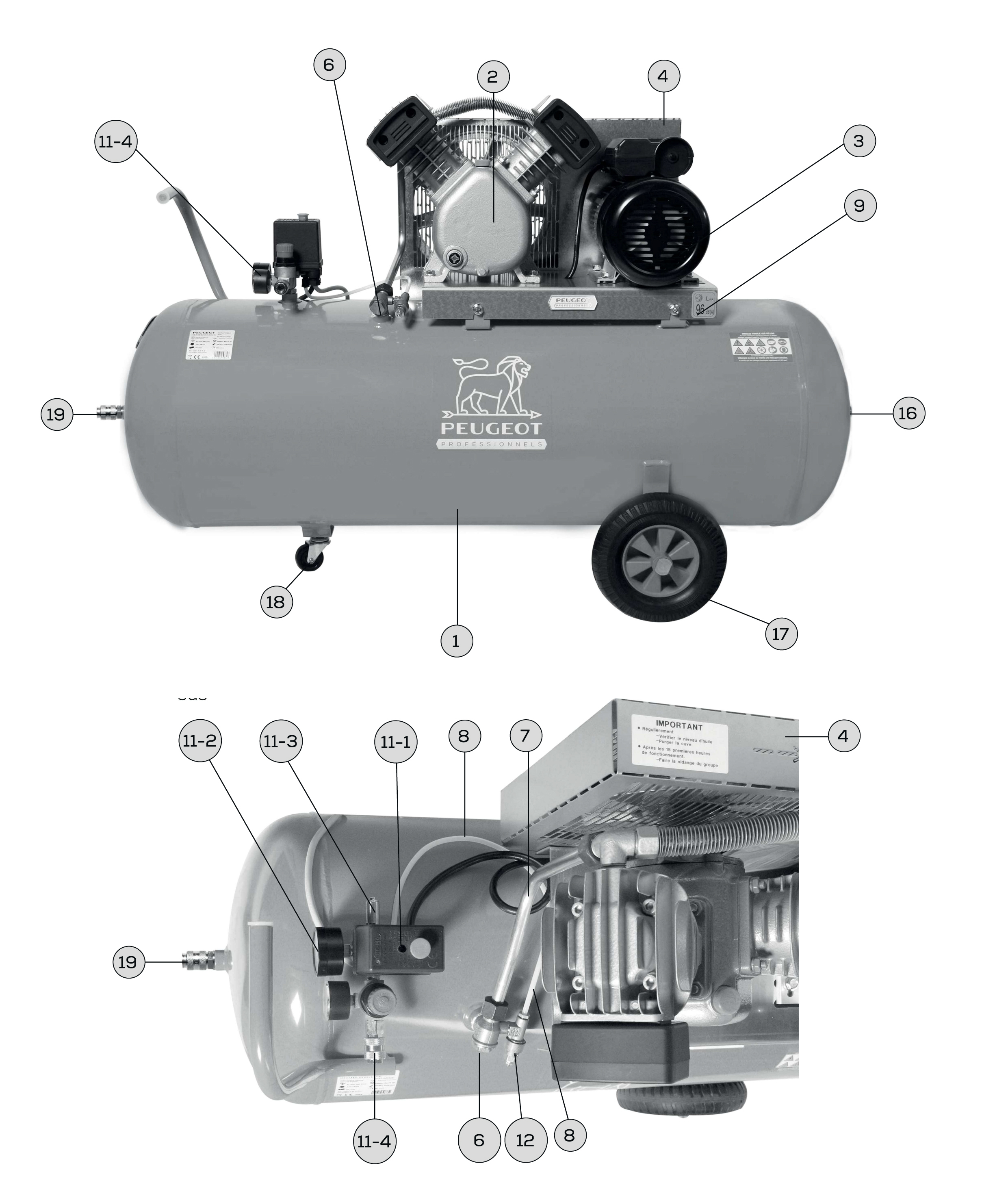 2.2 KW piston compressor - 150 litres - 21 m3/h - 230V - V-twin cylinder - PCAP150VM21 