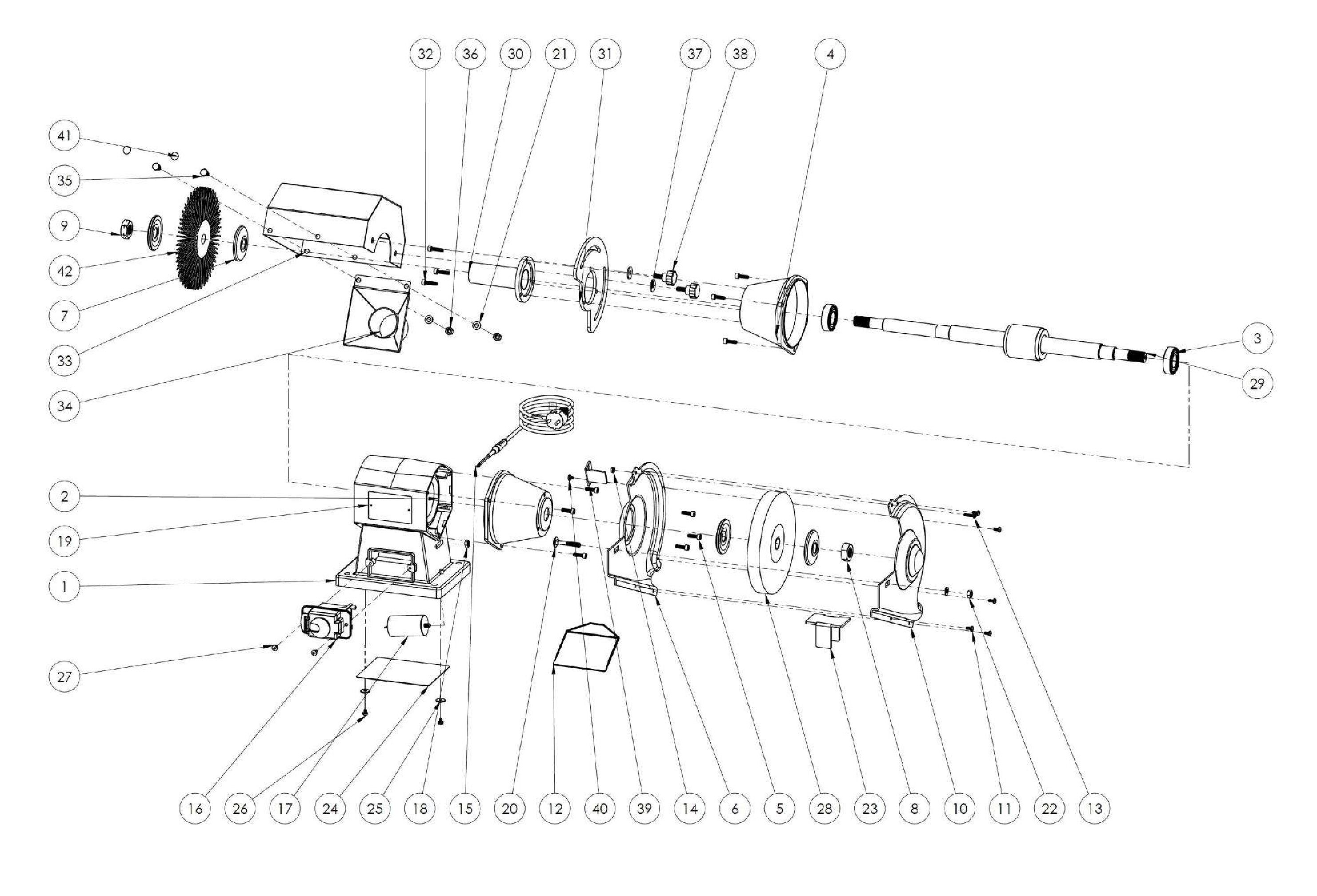 Combined 200 mm single abrasive wheel + 200 mm single brush -PTMB200 