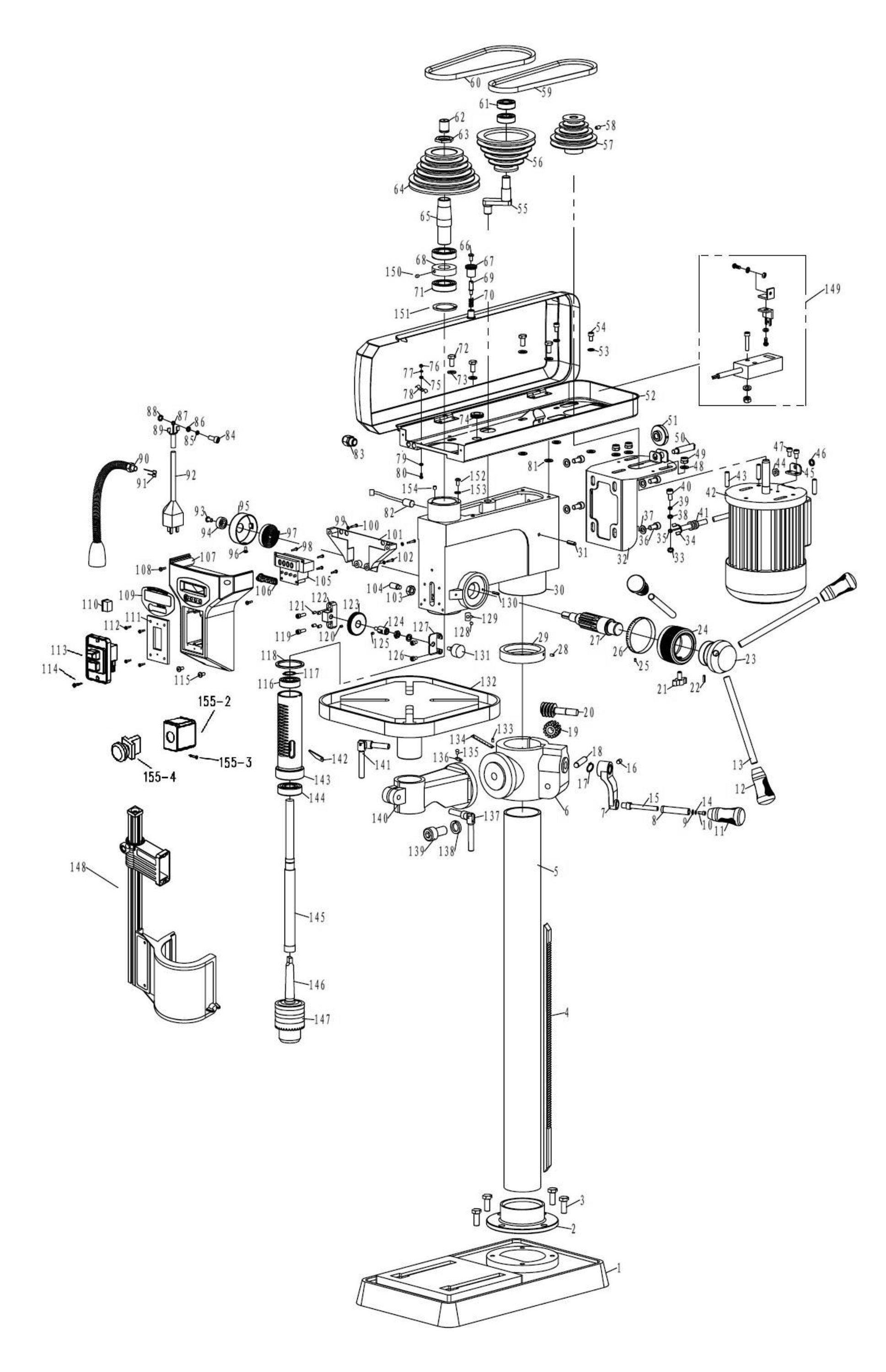 Mobile bench drill, capacity 20 mm - 230V - 16 speeds - PPE20 